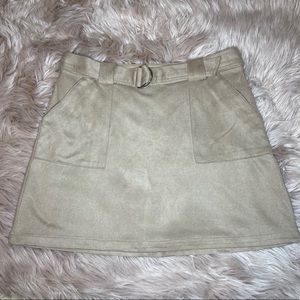 Boutique Suede Khaki Skirt